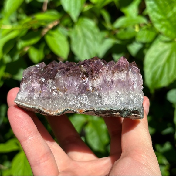 Stunning Deep Purple Amethyst Cluster with Cacoxenite and Hematite Inclusions - Picture 5 of 10